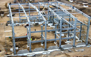 Nave industrial con estructura metálica terminada — CGB Construcciones Colima